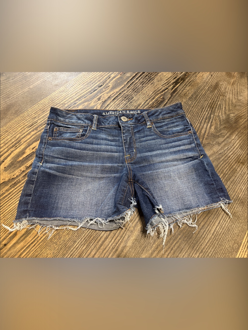 American Eagle Outfitters Distressed Dark Wash Denim Cutoff Shorts